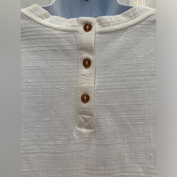 Anthropologie square neck Cream Textured Tank Top, Medium - Picture 5 of 7